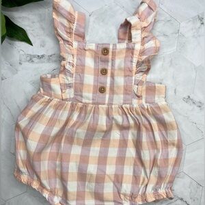 Carter’s Plaid Romper 6 Months White, Orange and Lavender